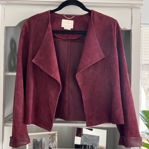 Kate Spade Goat Suede Jacket Maroon Size Medium